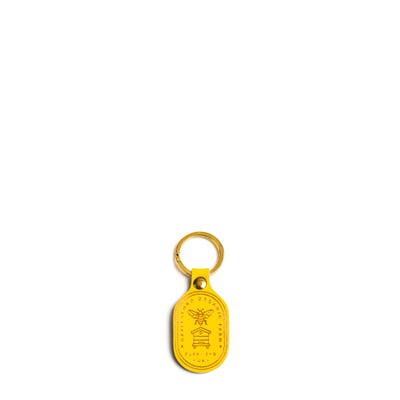 Yellow Leather Key Fob with a Bee