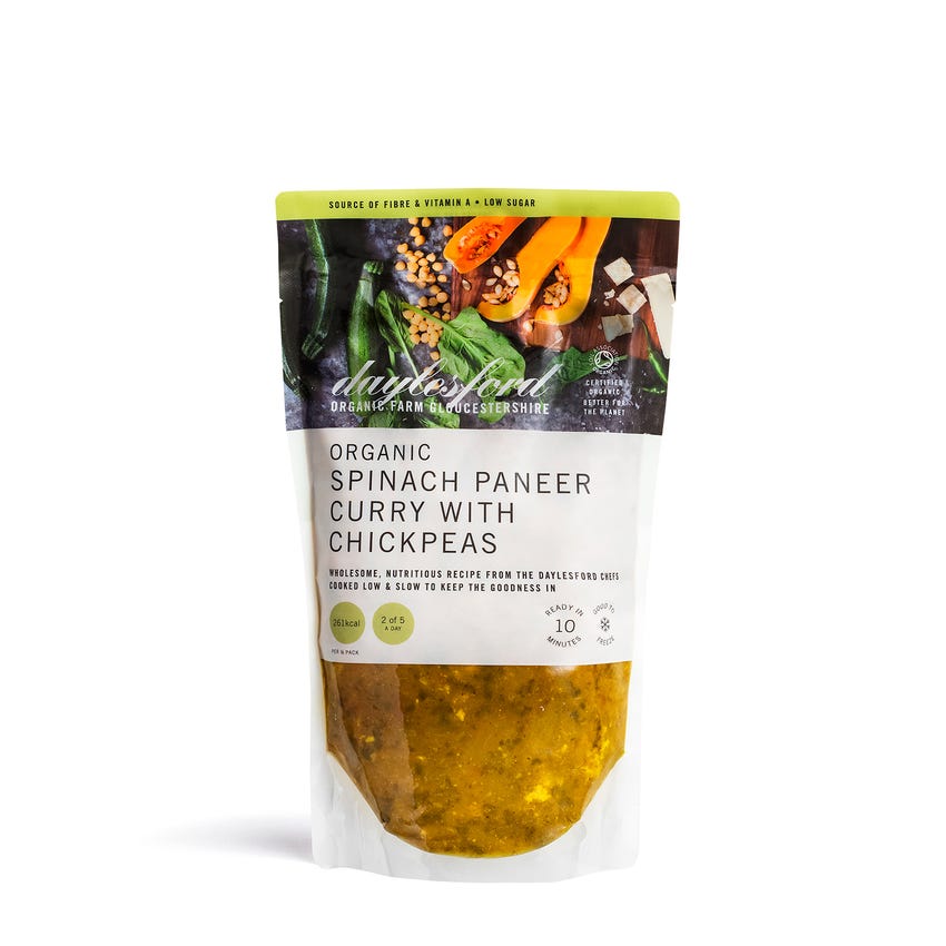 Organic Spinach Paneer Curry With Butternut Squash and Chickpeas