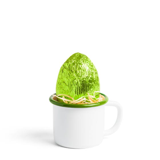 Milk Chocolate Easter Egg In Green Enamel Mug
