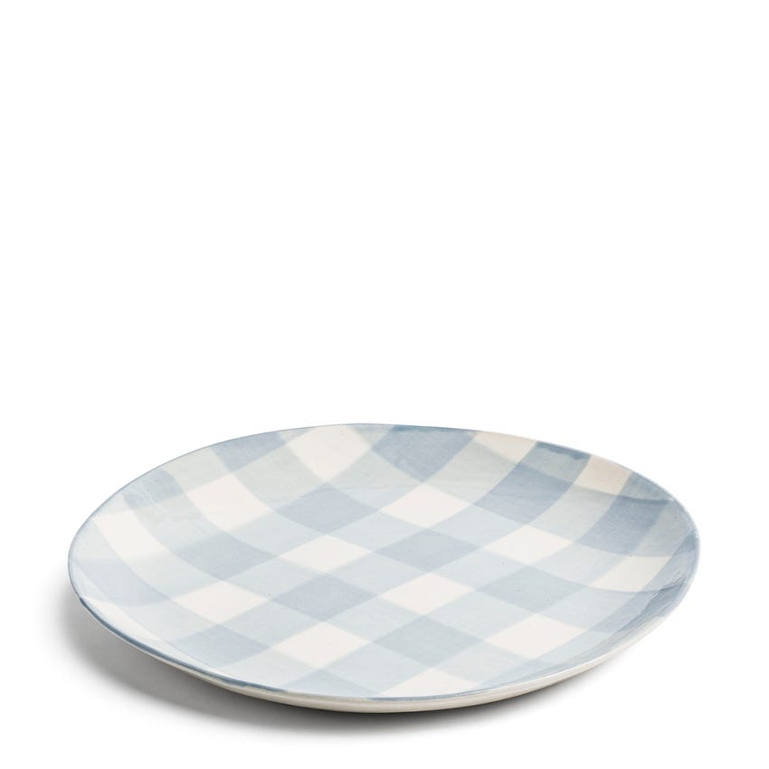 Baunton Pale Blue Check Dinner Plate