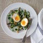 Chargrilled Asparagus with Crispy Hen’s Eggs & Herb Dressing