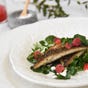 Pan Seared Mackerel With Pickled Rhubarb & Land Cress