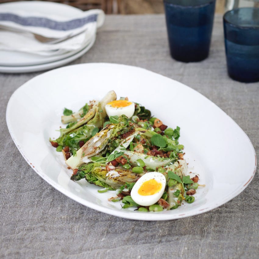 Warm Summer Salad with Broad Beans, Pancetta & Soft Boiled Eggs